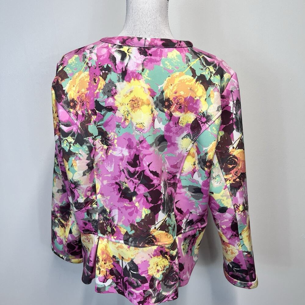 INC International Concepts Blazer sz Extra Large Pink Green Floral Scuba Stretch - Picture 7 of 8